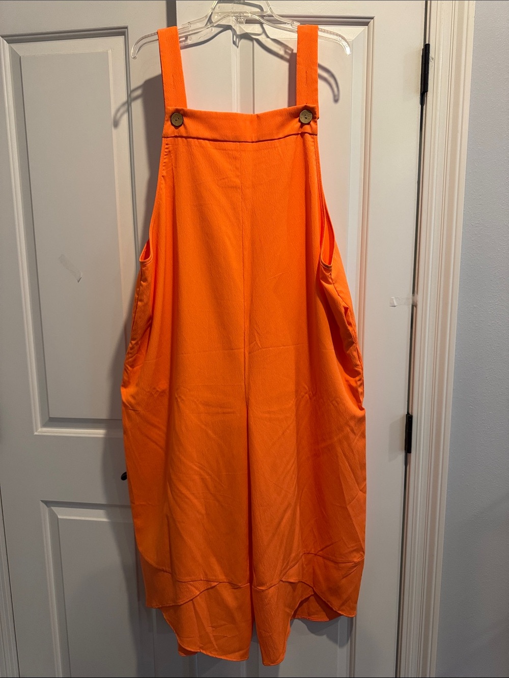 Vibrant Orange Sleeveless Overalls Dress
